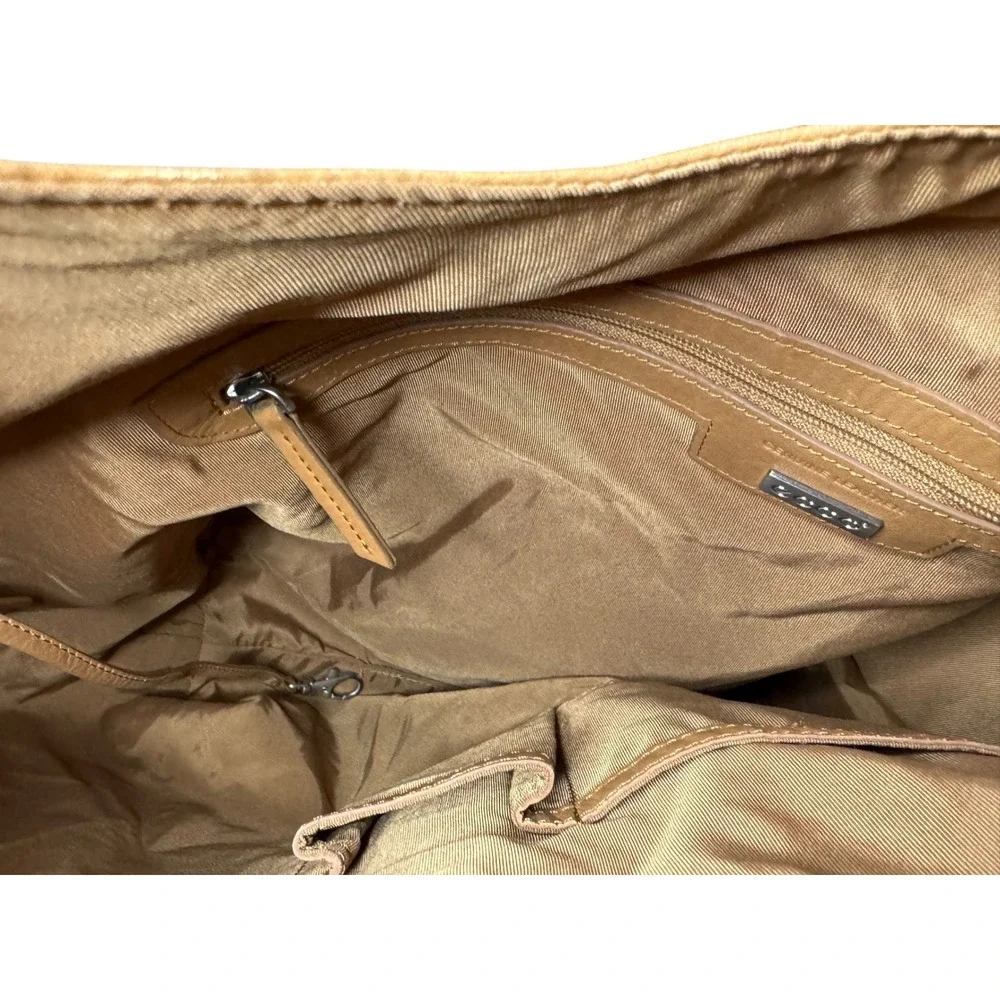 ECCO Genuine Leather Slouchy Hobo Shoulder Bag Cognac Brown